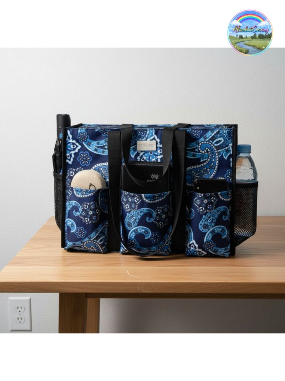 Water Resistant Tote Bag 13 Pockets Zipper Closure 26L Utility Travel Work